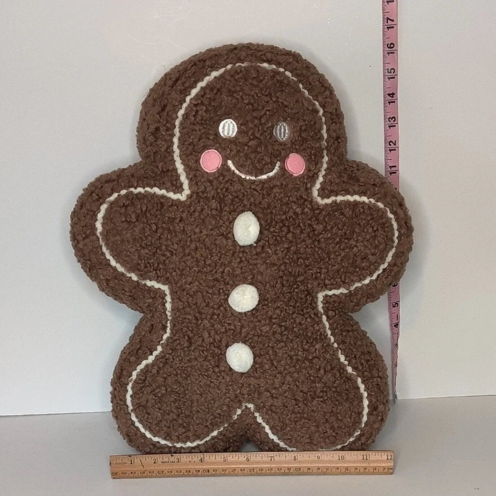 Viral Tik Tok‎ Gingerbread Pillow Plush Pink Cheeks Christmas Decor Large NEW!